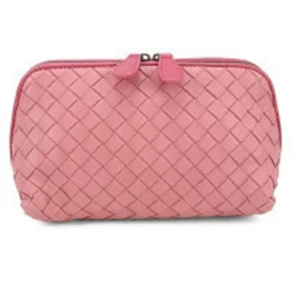 Bottega Veneta Pouch Clutch Intrecciato Leather Pink Bag